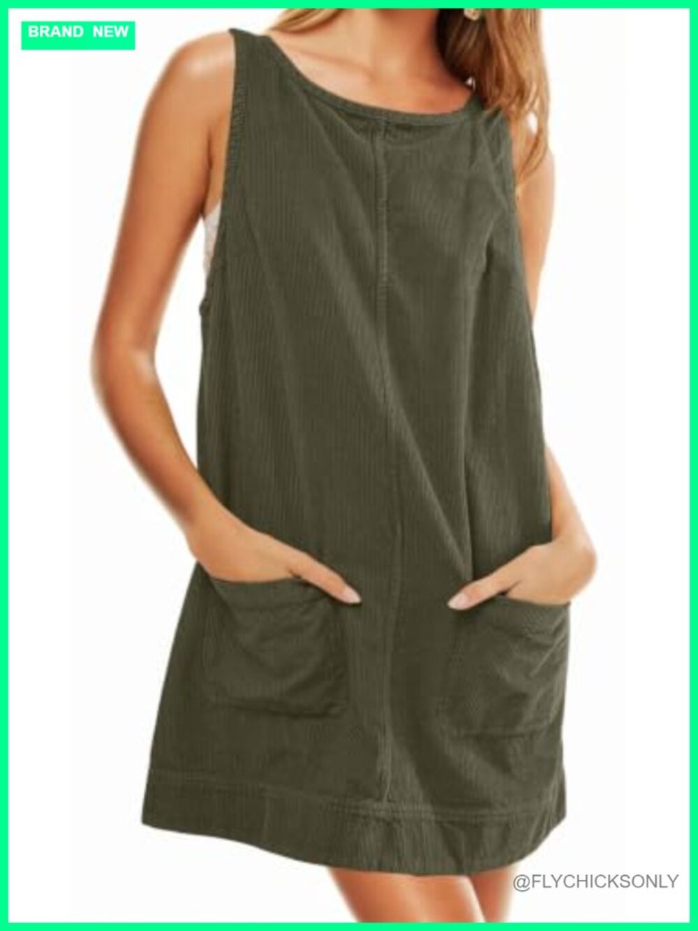 Women's Corduroy Overalls Dress Sleeveless Low Back Mini Skirtall Jumper with